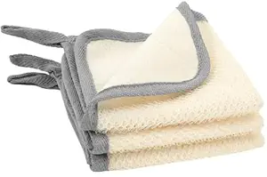 S&T INC. Exfoliating Washcloths, Dual Sided for Face and Body Scrub Towel, 9.9 Inch x 9.9 Inch, Grey, 3 Pack