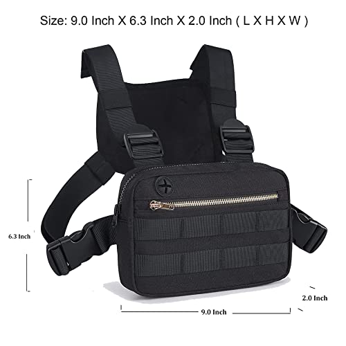 Outdoor Water Resistant Chest Bag For Men,Tactical Edc Chest Pack With Built-In Phone Holder, Lightweight Utility Chest Rig Pouch For Workouts, Running,Cycling,Hiking (M, Black) #TOP2