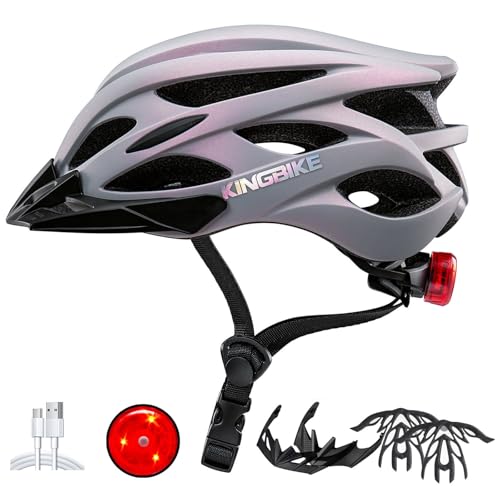 KINGBIKE Bike Helmet with Tail Light, M/L (20.4-22in)