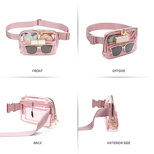 Image of Clear Fanny Pack Stadium Approved Belt Bag, Clear Purse for Stadium Events | Adjustable Strap Water-resistant Waist bag Clear Purse for Travel Workout Running Hiking(Pink)