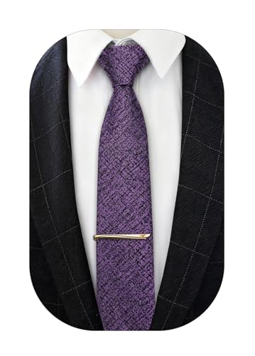 Image of Barry.Wang Skinny Ties for Men Cashmere Wool Blend Necktie with Tie Clip