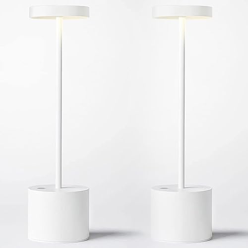 Lámpara de mesa LED inalámbrica, paquete de 2, lámpara de escritorio portátil para exteriores, luz nocturna de escritorio pequeña, lámpara de barra