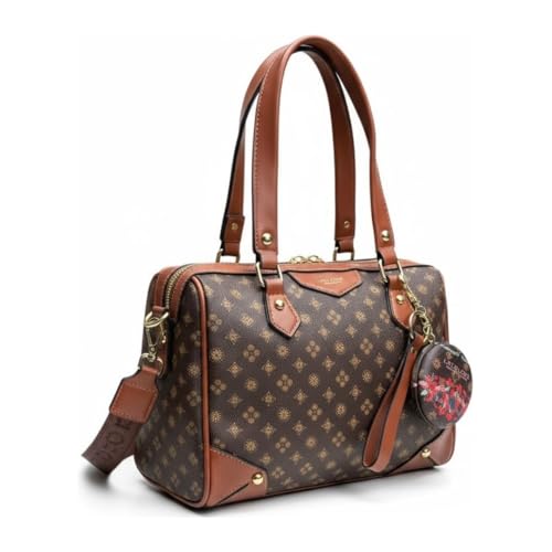 Bolsa Feminina Lace Lore Monograma Verona Premium com Espelho Duplo, Alça Ajustável e Tamanho Médio