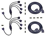 TronicsPros 2pcs 4 Pin Splitter Cable 1 to 4 Ports LED Strip Connector for One to Four SMD 5050 3528 2835 RGB LED Light Strips RGB LED Tape Lights w/ 10x Male 4Pin Plugs (1 to 4 Splitter Cable, 2pcs)