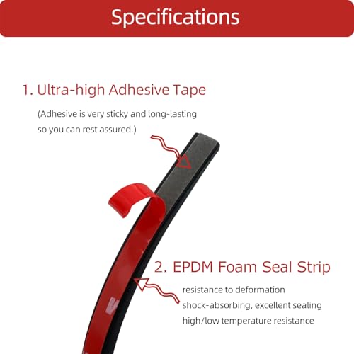 Image of Weather Stripping Seal Strip for Doors /Windows 13Feet, Self-Adhesive Soundproofing Rubber Weatherstrip Gap Blocker, Black