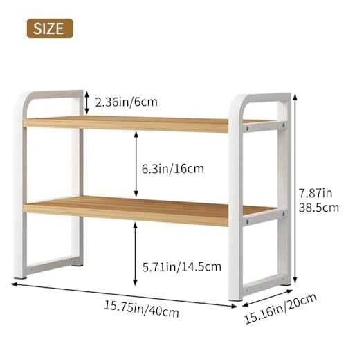 Black Wood Two-Tier Desk Shelf Organizer Storage Rack