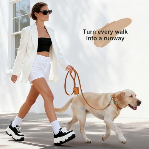 Image of Didog Soft PU Leather Dog Collar for Large Dogs, Quick Release,Lightbrown L