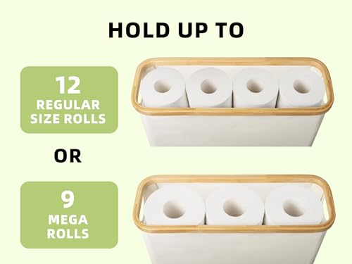 StorageWorks Toilet Paper Storage Basket, Papers Container with Bamboo Lid, Medium Toilets Holder for Up to 9 Mega Rolls, Organizer for Bathroom, Beige, 1 Pack - Image 8