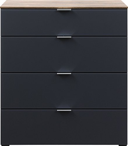 CS Schmal Kommode SOLO 700 | In Stirling Eiche und Graphitglas | 91 x 100 x 42 cm - 60.165.589/7200 CS Schmal Kommode SOLO 700 | In Stirling Eiche und Graphitglas | 91 x 100 x 42 cm