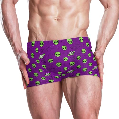 Cute Alien UFO Mens Swim Trunk Swimwear Bathing Suit Swim Brief Square Leg Board Short S B04040062