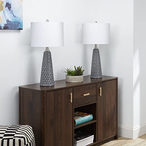 Decor Therapy Jameson Textured Ceramic Table Lamps, Set of 2, Charcoal - Thumbnail 3