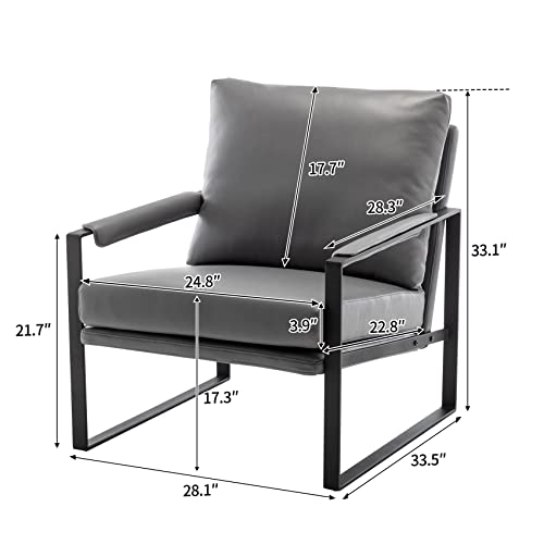Unicoo ZKL-239K Faux Leather Metal Frame Accent Chair - Modern Accent Chairs For Living Room thumb #2