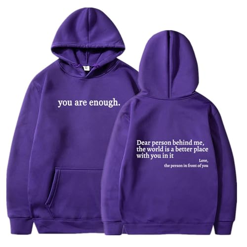 Qiamia You Are Enough Hoodie Sweatshirt dear person behind me hoodie Unisex Solid Hoodie with Pockets (Purple 01 5XL)