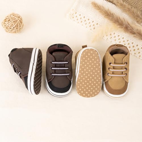 Image of CENCIRILY Baby Boys Girls High Top Sneakers Soft Soles Anti Skid Infant Ankle Shoes Toddler Prewalker First Walking Crib Shoes