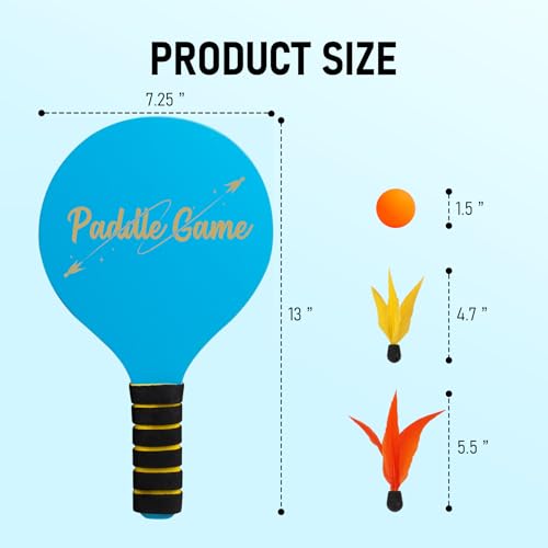 Image of EVERICH TOY Paddle Ball Set - Indoor & Outdoor Racket Game for Kids, Teens, and Adults, Badminton & Camping Games Essentials, Fun for Beach, Yard, and Lawn Play All Year Round