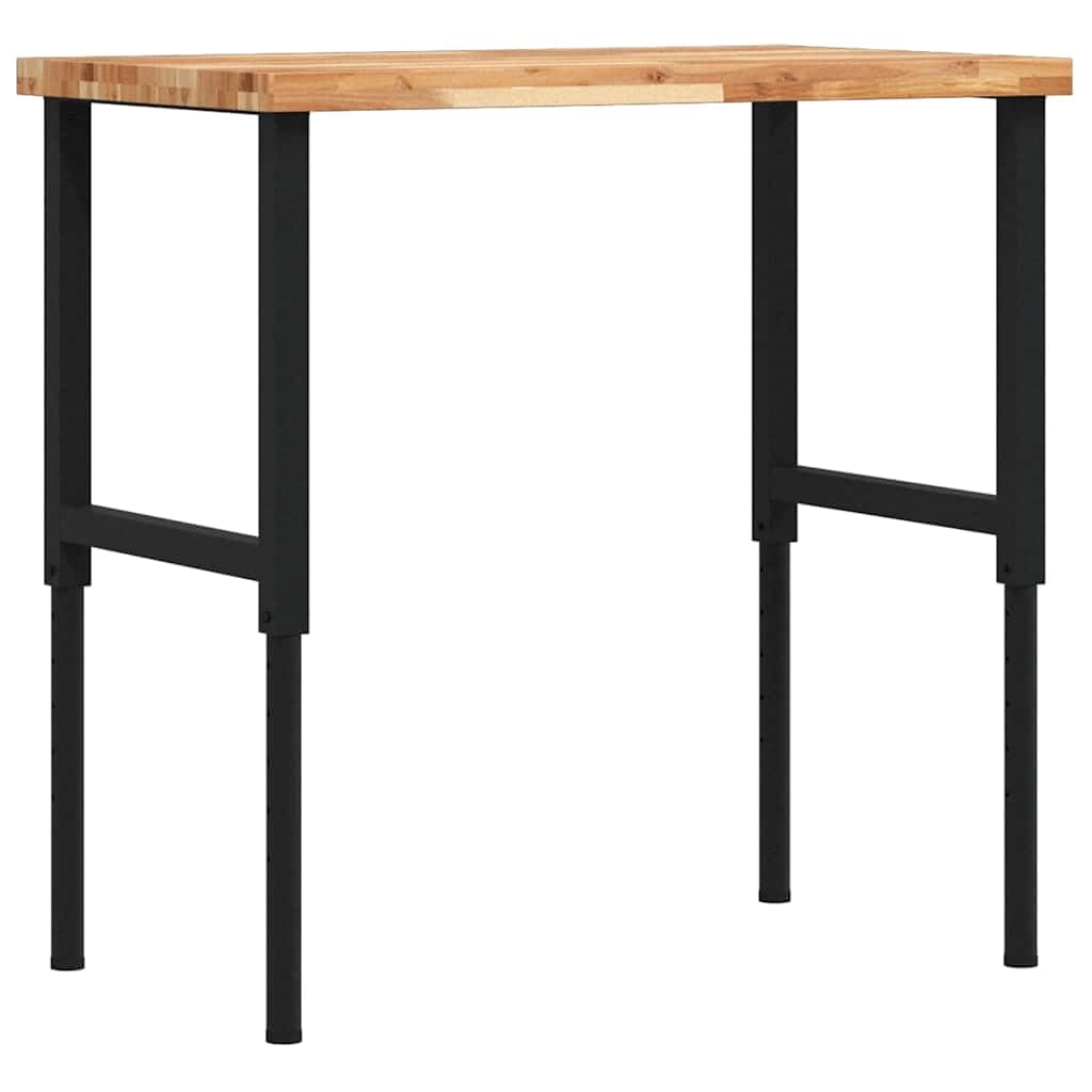 vidaXL Banco Lavoro 100x60x(73-99,5) cm Legno di Acacia Rettangolare, tavolo da lavoro, postazione da lavoro, banco da lavoro in metallo