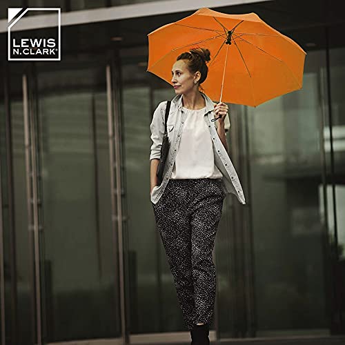Lewis N. Clark Travel Umbrella: Windproof & Water Repellent Fabric, Automatic Open Close & 1 Year Warranty