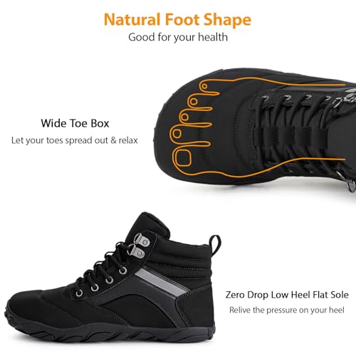 Womens Mens Winter Barefoot Boots Warm Minimalist Wide Toe Box Snow Boots Zero Drop Sole Outdoor Water Resistant Ankle Booties3