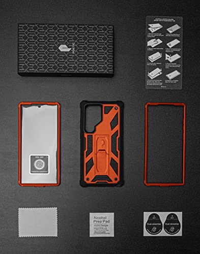 Poetic Spartan Case for Samsung Galaxy S23 Ultra 5G 6.8 inch, Built-in Screen Protector Work with Fingerprint ID, Full Body Rugged Shockproof Protective Cover Case with Kickstand, Metallic Orange
