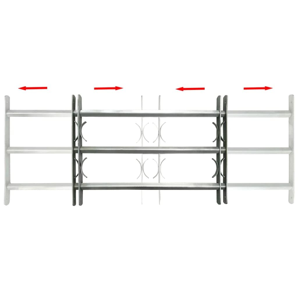 Rejilla de Seguridad para Ventana, Rejilla de Acero Galvanizado con 2 Barras Transversales, para Instalación Horizontal en Ventana, Accesorios de Montaje Incluidos (43-75,5 cm 3 travesaños