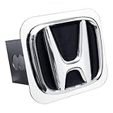 Au-Tomotive Gold Inc. Officially Licensed Black Fill Chrome Logo Class II Trailer Hitch Plug for Honda