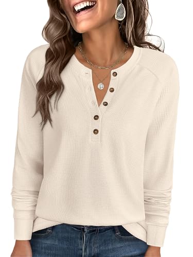 ANRABESS Women's Long Sleeve Waffle Knit Shirts Dressy...