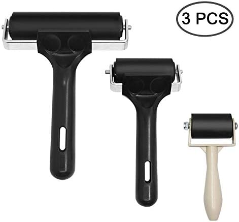 AIFUDA 3Pcs Rubber Roller Brayer Rollers Glue Roller for Ink Paint Block Stamping, Printmaking Wallpaper and Arts & Crafts (1.37, 2.36 and 3.93 Inch)