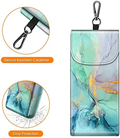 FINTIE Double Glasses Case with Carabiner Hook, Portable Vegan Leather Dual Eyeglasses Bag Anti-scratch Sunglasses Pouch, Spectacle Cases for Women Men,