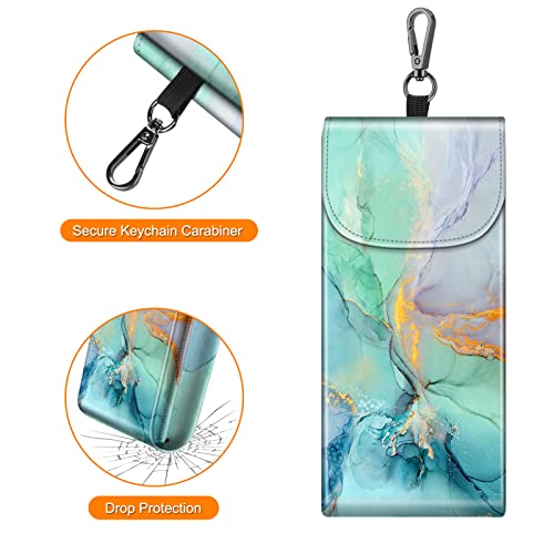 Image of FINTIE Double Glasses Case with Carabiner Hook, Portable Vegan Leather Eyeglass Case Anti-scratch Sunglasses Pouch