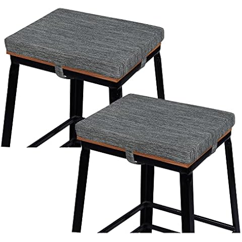 baibu Set of 2 Rectangle Bar Stool Cushions, Non-Slip Dining Bar Stool Cushion Pads Kitchen Bench Stool Cushions with Machine Washable Cover - 2 Cushions Only(Grey, 15.7×11.8×1.5in) Cover