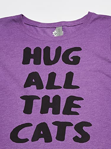 Lost Gods Girls' Little Cat Hugger Graphic T-Shirt, Purple Berry, XS2