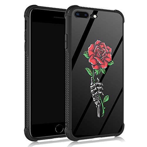 ZHEGAILIAN iPhone SE 2020/SE 2022 Case,Skull Red Rose iPhone 7/8 Cases for Women/Girls,UNBreak Reinforced Corners Back Cover Soft TPU Bumper Frame Full Body Case for iPhone SE 3/SE 2020/7/8 4.7in