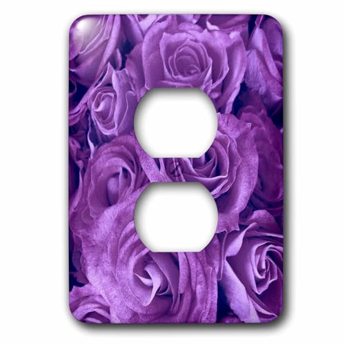 Cache-prise à motif de roses violettes 3dRose lsp_29896_6 plaque de finition murale