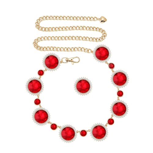 Bling Bling Crystal Diamond Red Raven Chain Belt for Halloween Party Costume Accessory Hooded Cloak Cape