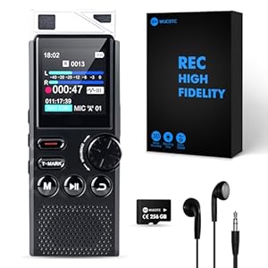 264GB High Capacity Digital Voice Recorder, Voice Activated Recorder for Lectures Meetings, Up to18000 Hours, MP3 Player, Voice Recorder with Playback