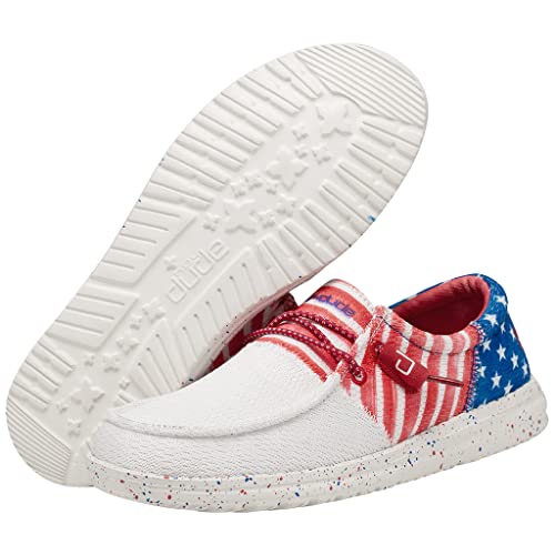 Image of HEYDUDE Women's Wendy Sox Tri Americana Size 5 | Women's Shoes | Women's Lace Up Loafers | Comfortable & Light-Weight
