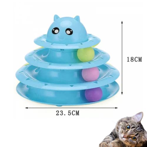 Brinquedo Para Gatos Torre De Bolinhas Interativo Gato (Azul)