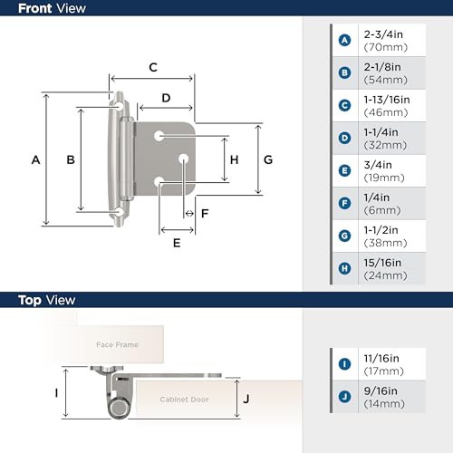 Image of Amerock 1 Pair Variable Overlay Polished Chrome Self-Closing Cabinet Hinge