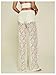 RoseSeek Women's Y2K Floral Lace See Through Pants Sheer Straight Leg Long Pants Club Wear White Tall-L