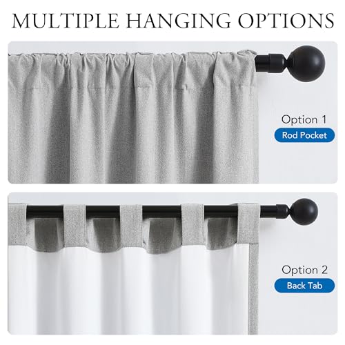 Beauoop Cortina blackout texturizada de linho, 238 cm de comprimento, lisa, para escurecimento de es