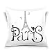 HMZXZ Housse de coussin 45,7 x 45,7 cm Pars Tour Eiffel Cœur Gris Housse de coussin décorative pour canapé, chambre, salon