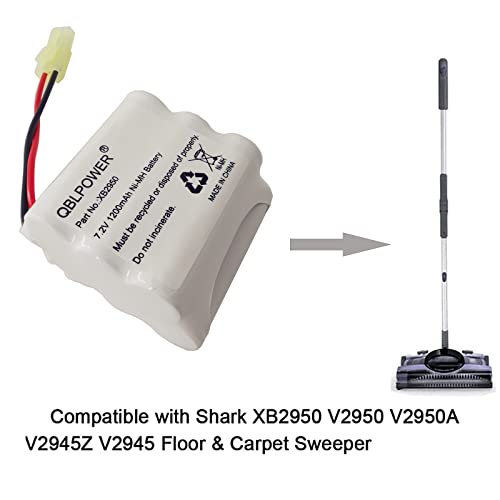 Qblpower Xb2950 Battery Pack 7.2V 1200Mah Ni-Mh Compatible With Euro Pro Shark Vacuum Carpet Sweeper V2950 V2950A V2945Z V2945 (1 Pack) #TOP1