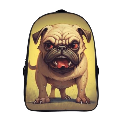 Sac à dos pour enfants motif pug 3D cartable de maternelle et primaire 40x28x16cm