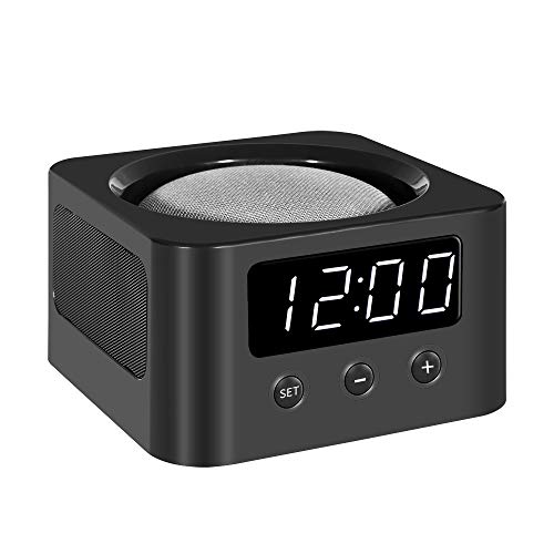 Universal Clock Stand and Docking Station for Google Home Mini, Amazon Echo Dot (3rd Gen), etc. - Black