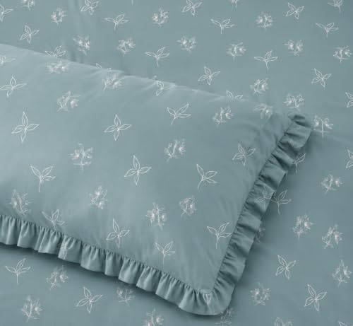 Image of King Size Fitted Bedsheet for Double Bed | 300 TC Cotton Feel Microfiber | All Around Elastic with 2 Frill Pillow Covers | Soft & Durable | (Design3, Fitted - Double72x72)