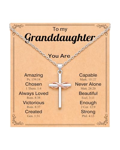 UPROMI Granddaughter Gifts from Grandma Cross Necklace for Teen Girl Trendy Stuff Birthday...