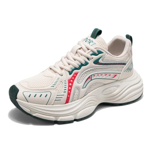 Mens Fashion Breathable Mesh Chunky Lace-Up Sneakers Trendy Platform Walking Workout Dad Running Tennis Shoes