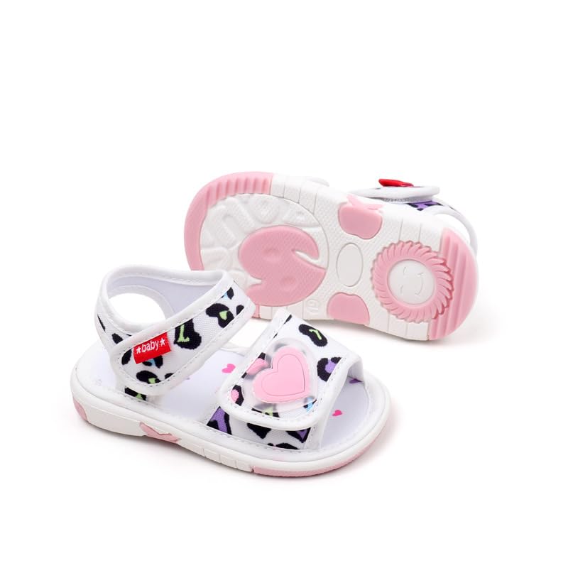 Baby Girls Squeaky Leopard Sandals Infant Premium Rubber Sole Closed-Toe Non-Slip Shoes Toddler Girl Soft First Walkers Shoes3