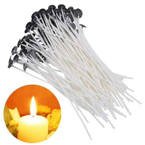 100Pcs Natural Cotton Candle Wicks with Tabs Food Grade Edible Wicks for Butter Candle Pre-Waxed for Soy Gel Paraffin Wax DIYCandle Making Supplies (12cm)