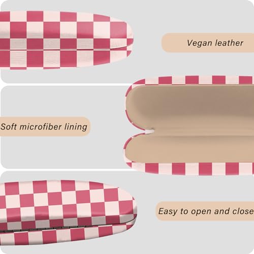 Image of Eyeglasses Case Hard Shell Protective Case for Glasses Eyeglass Box with Cleaning Cloth for Girls Women Cute Aesthetic